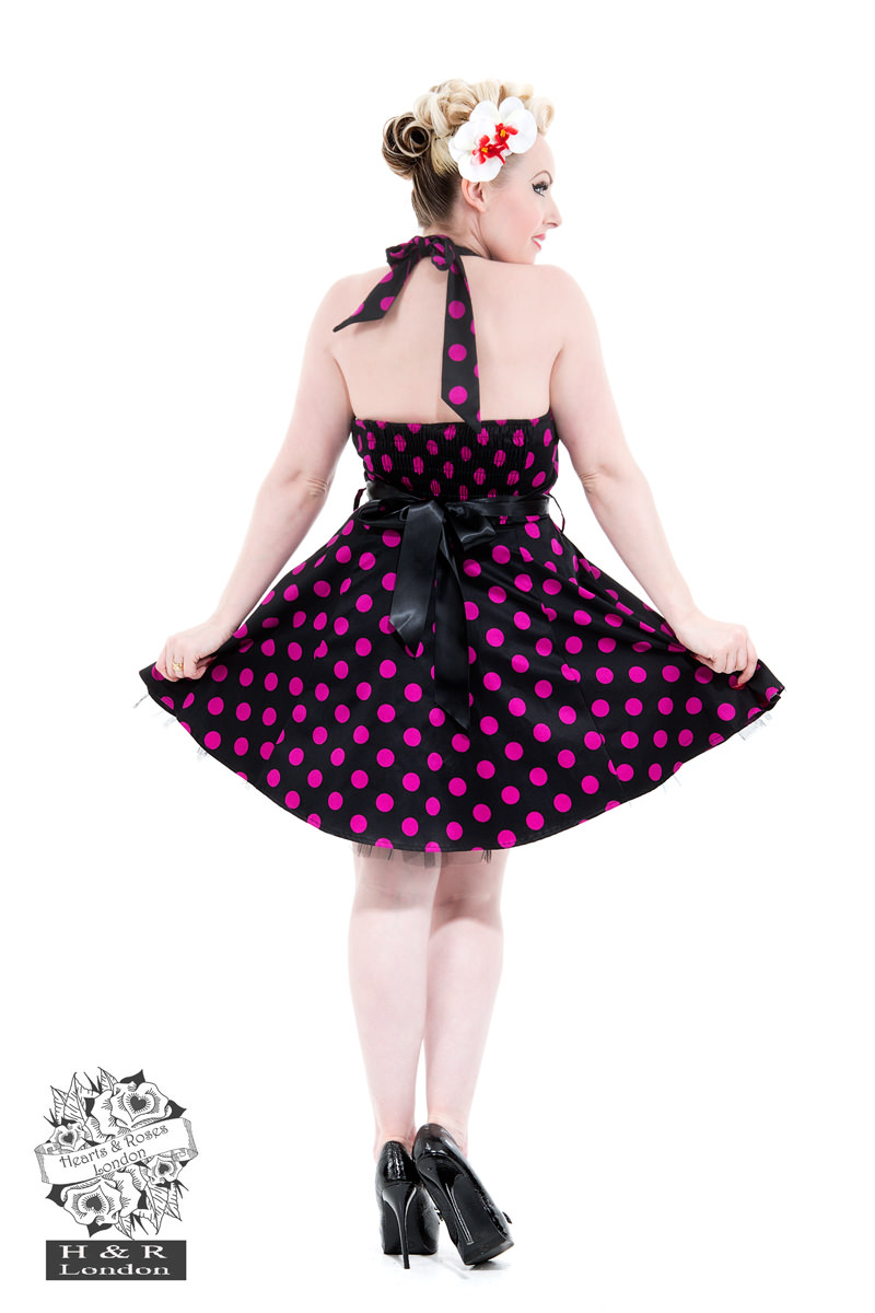 Black Purple Polka Dot Dress
